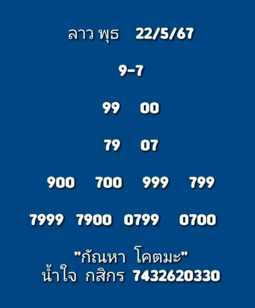 หวยลาว 22/5/67 ชุดที่ 1