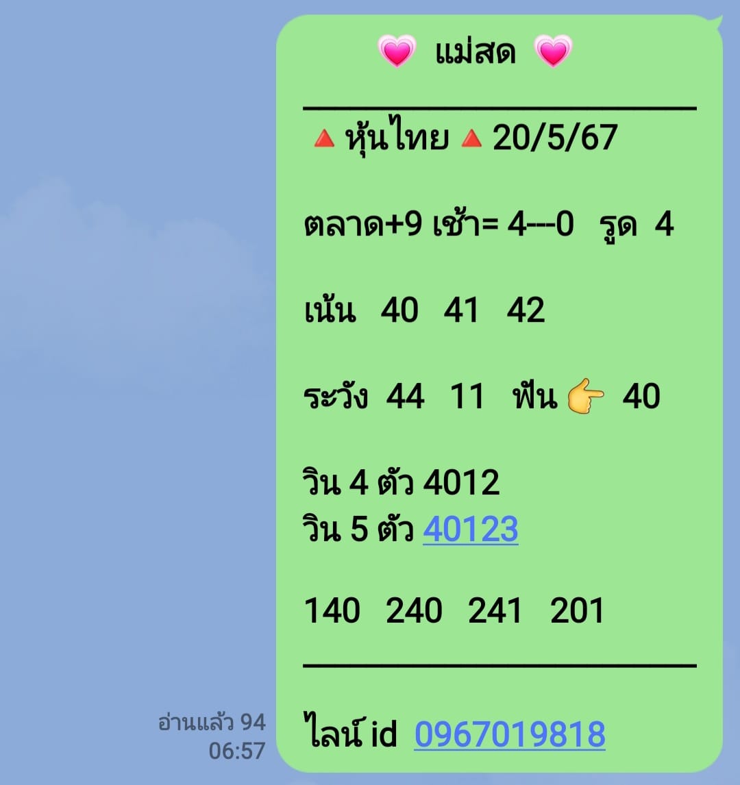 หวยหุ้น 20/5/67 ชุดที่ 6