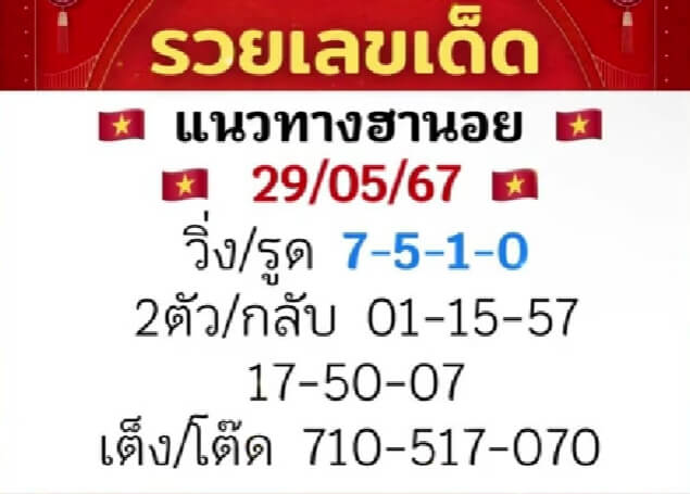 หวยฮานอย 29/5/67 ชุดที่ 10