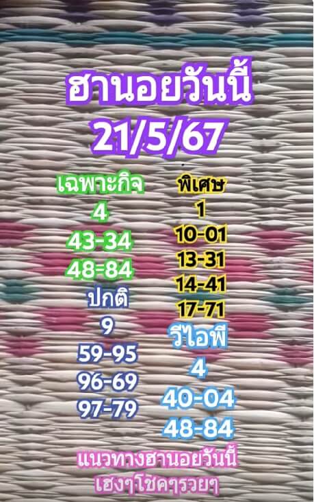 หวยฮานอย 21/5/67 ชุดที่ 10