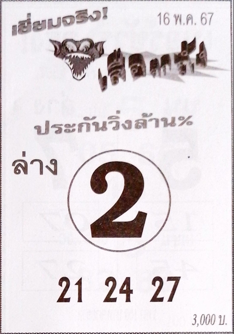 หวยเสือตกถัง 16/5/67