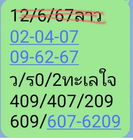 หวยลาว 12/6/67 ชุดที่ 6