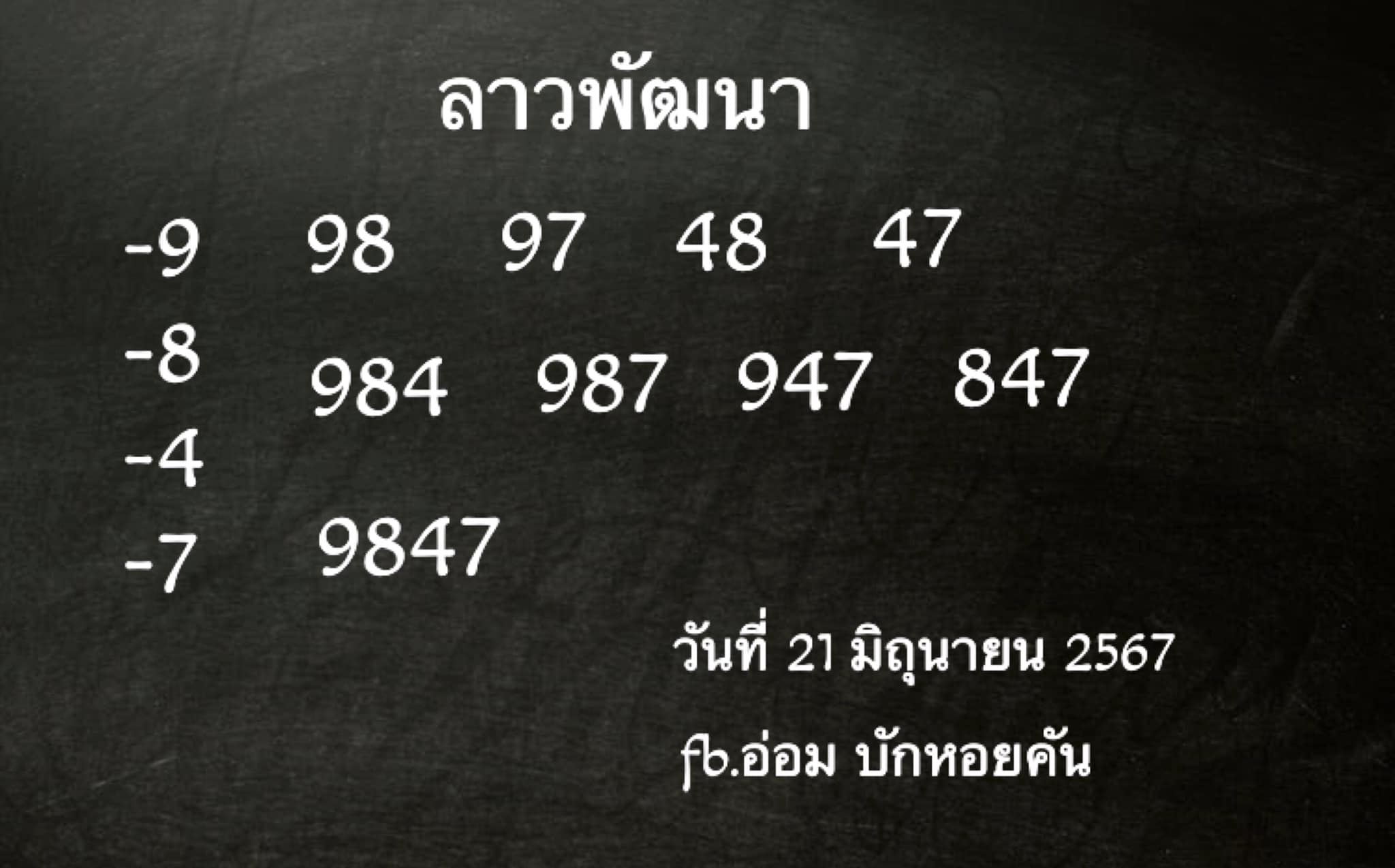 หวยลาว 21/6/67 ชุดที่ 8