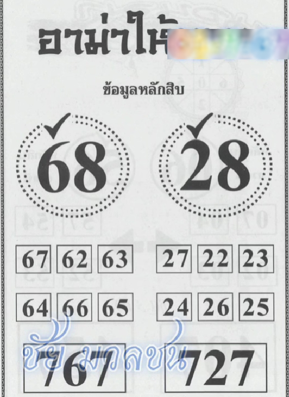 หวยอาม่าให้ลาภ 1/7/67