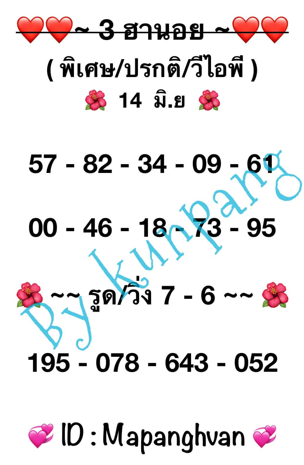 หวยฮานอย 14/6/67 ชุดที่ 10