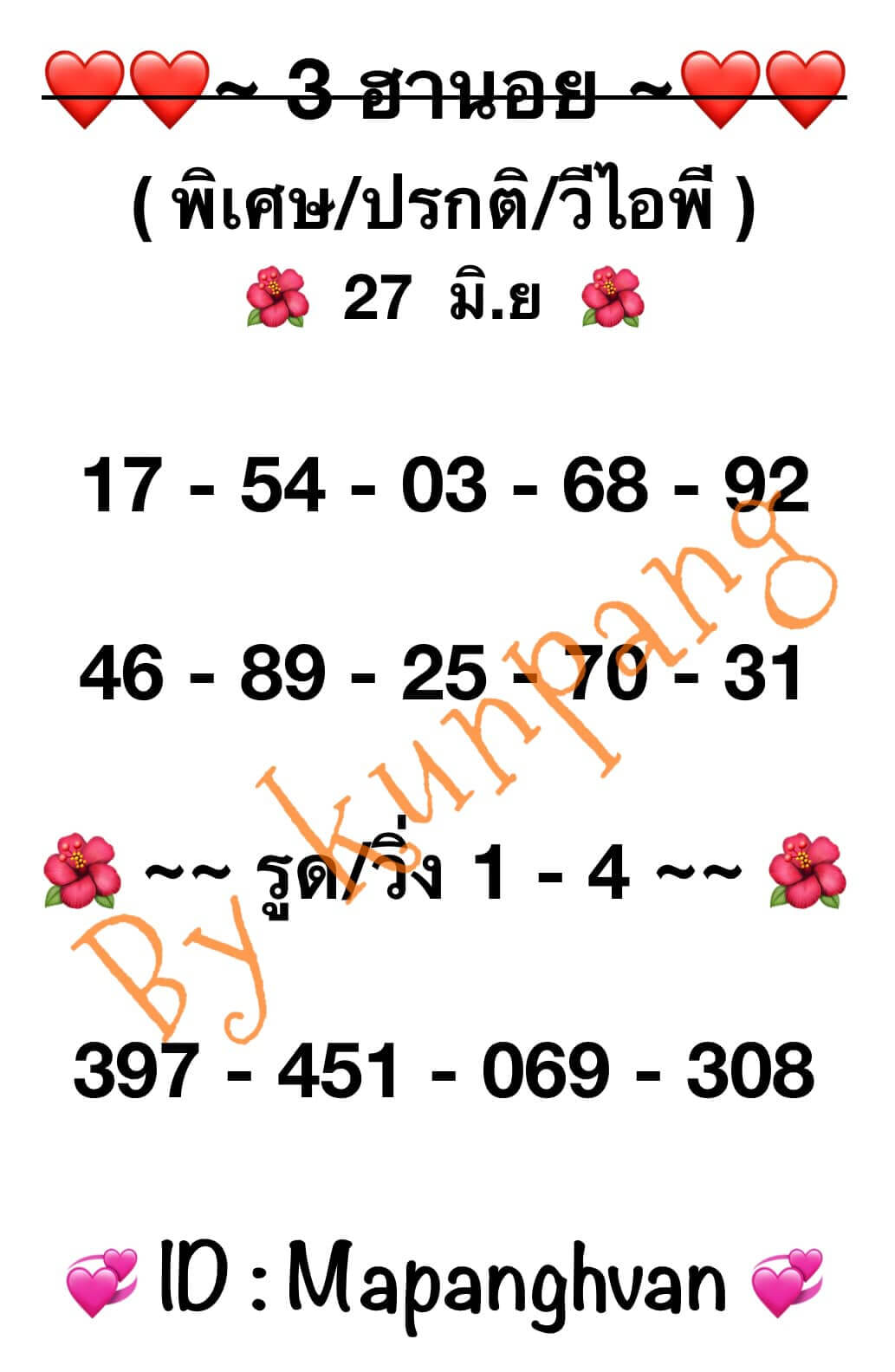 หวยฮานอย 27/6/67 ชุดที่ 2