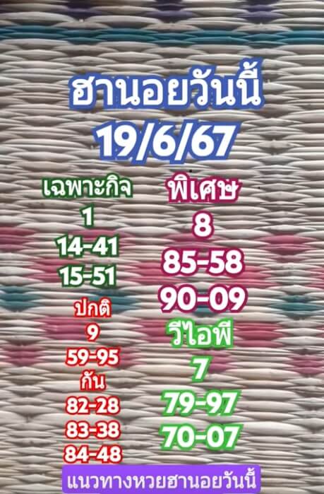 หวยฮานอย 19/6/67 ชุดที่ 8