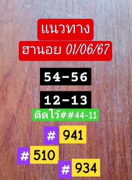 หวยฮานอย 1/6/67 ชุดที่ 9