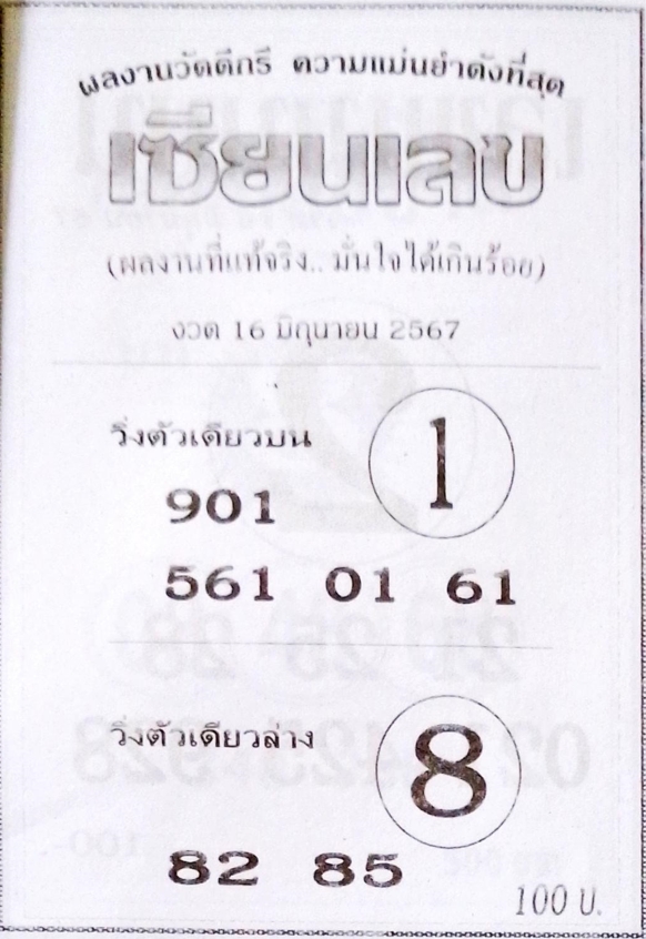 หวยเซียนเลข 16/6/67