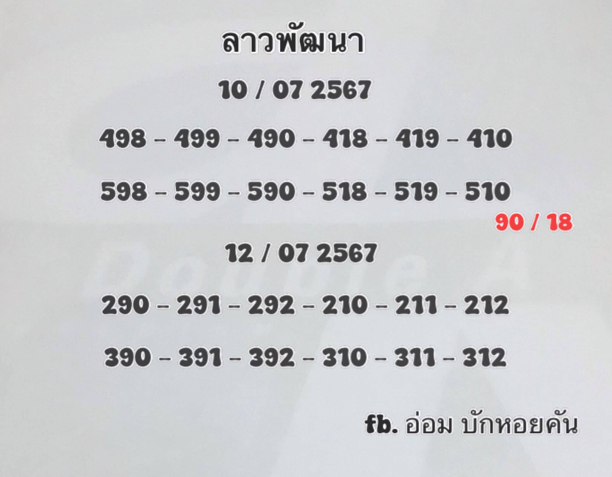 หวยลาว 12/7/67 ชุดที่ 1