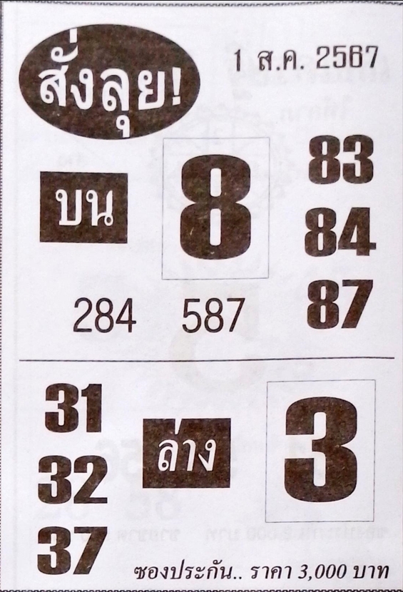 หวยสั่งลุย 1/8/67