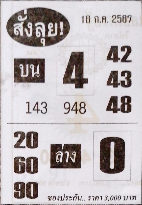 หวยสั่งลุย 16/7/67