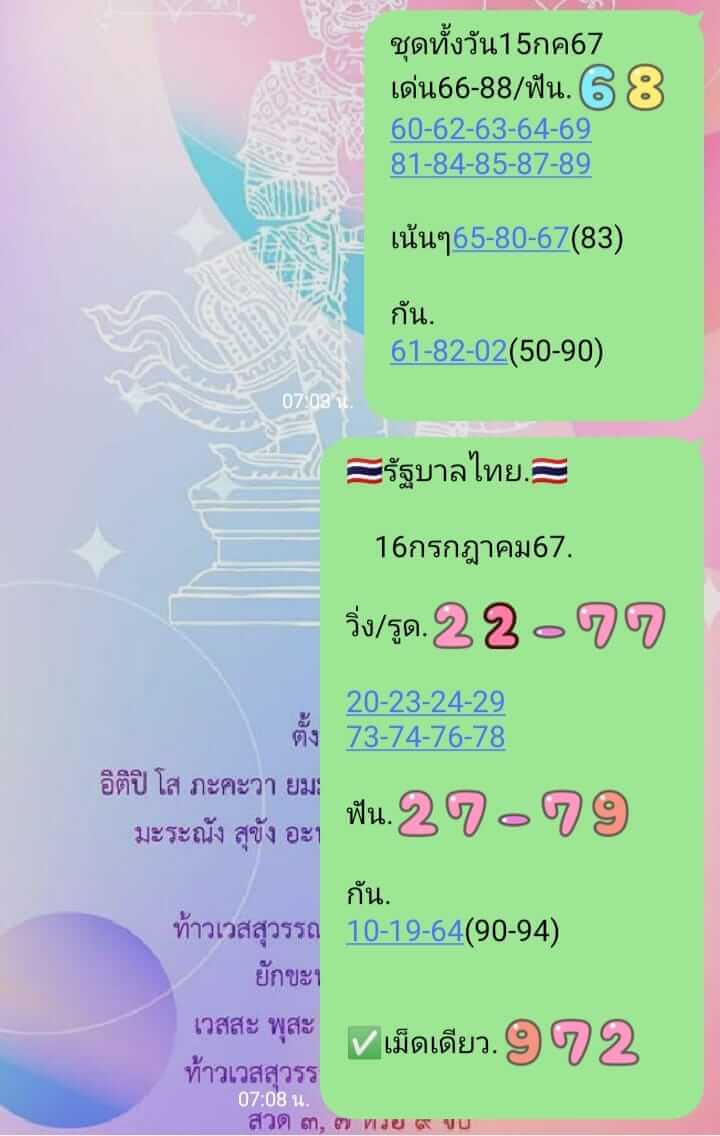 หวยหุ้น 15/7/67 ชุดที่ 6