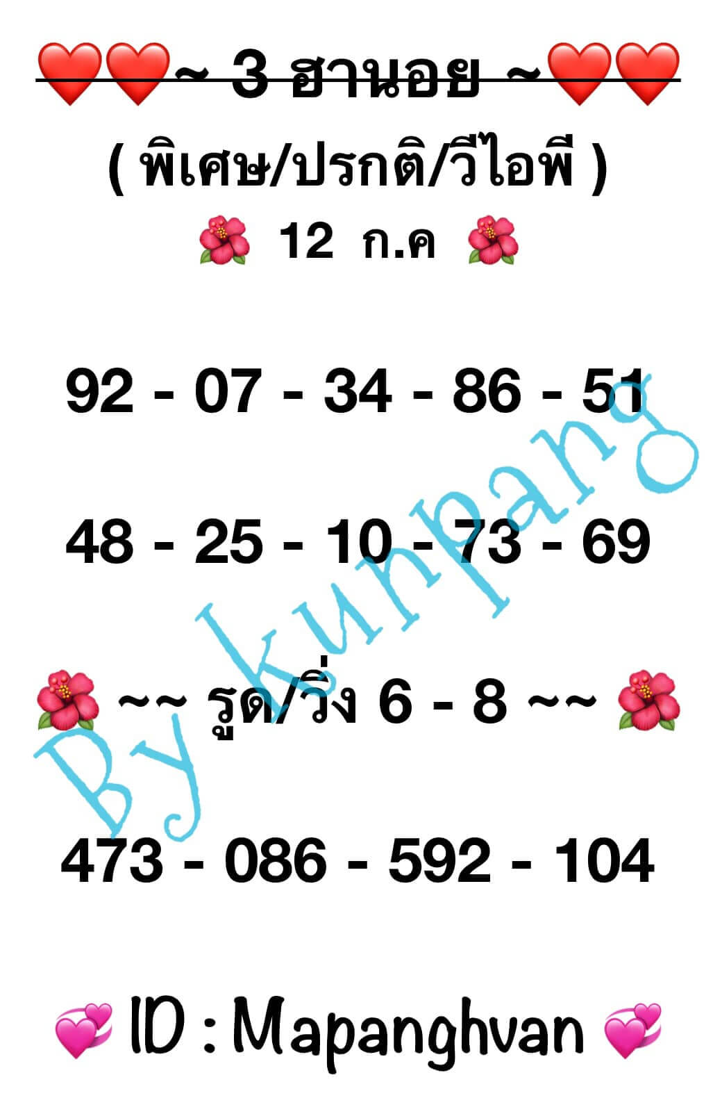 หวยฮานอย 12/7/67 ชุดที่ 1