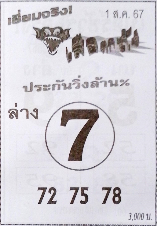 หวยเสือตกถัง 1/8/67