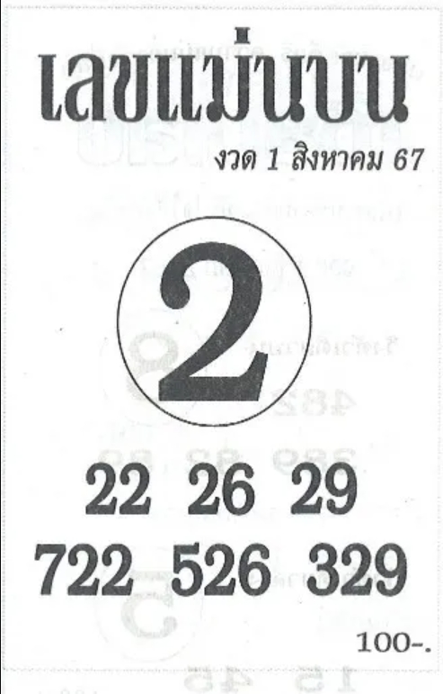 เลขแม่นบน 1/8/67