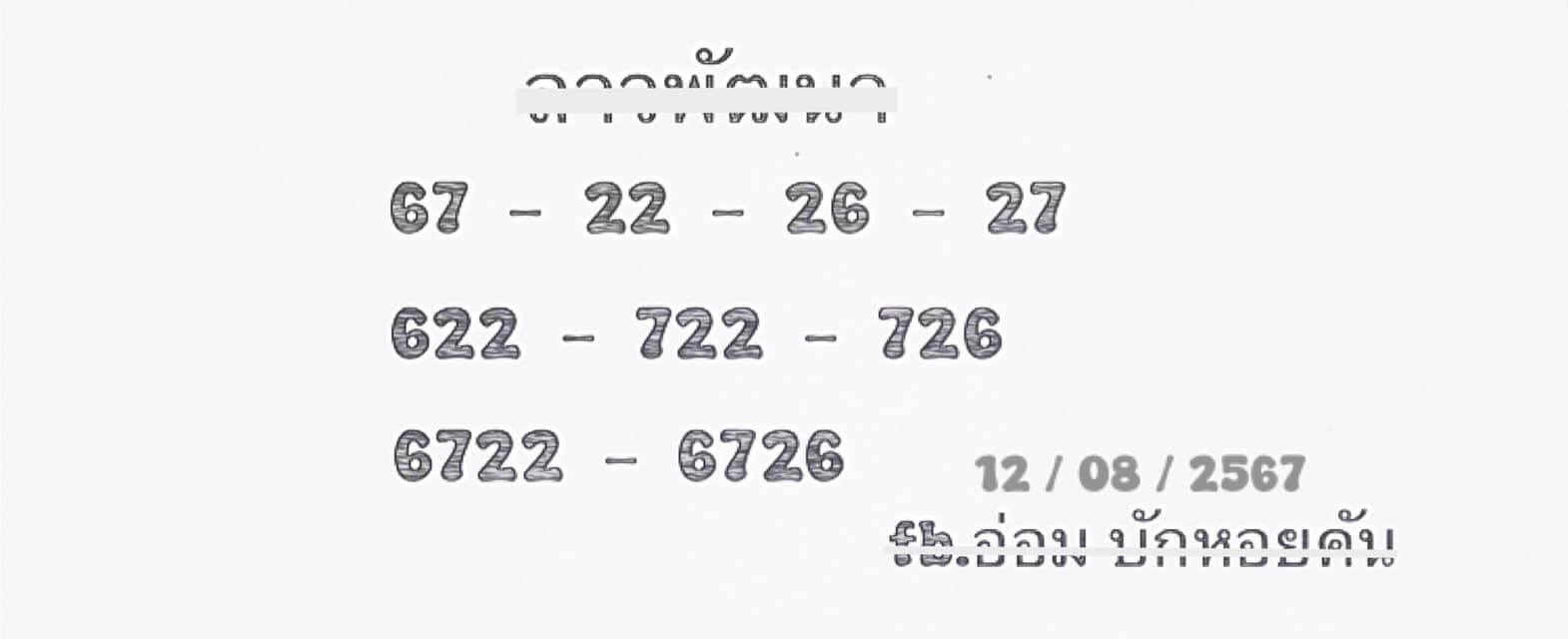 หวยลาว 12/8/67 ชุดที่ 2