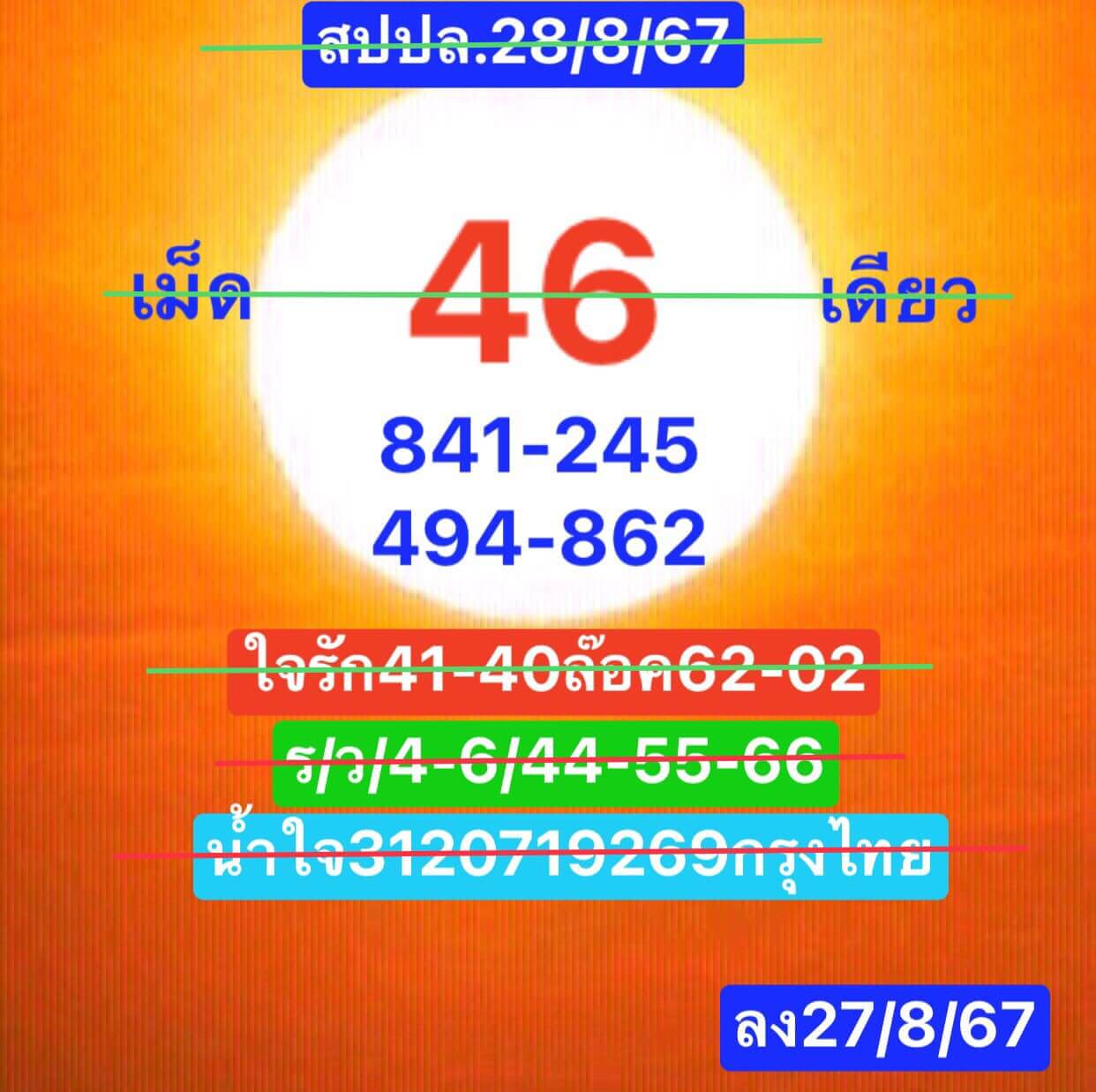 หวยลาว 28/8/67 ชุดที่ 3