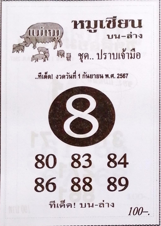 หวยหมูเซียน 1/9/67