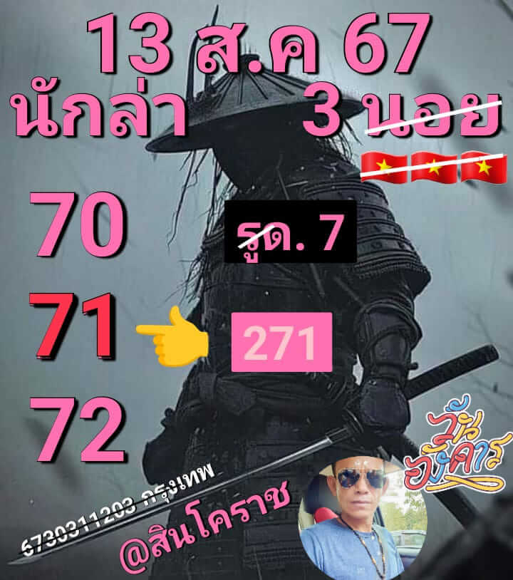 หวยฮานอย 13/8/67 ชุดที่ 1