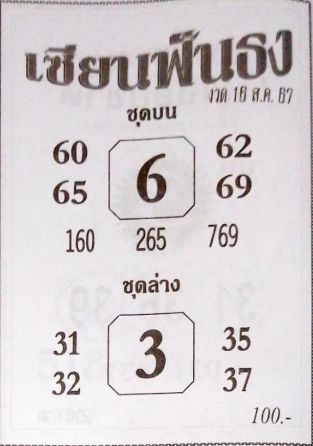 หวยเซียนฟันธง 16/8/67