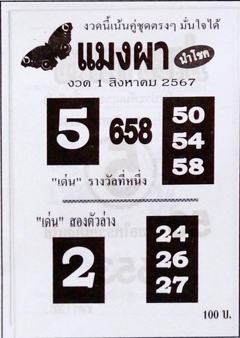 หวยแมงผา 1/8/67