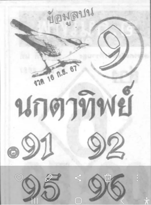 หวยนกตาทิพย์ 16/9/67