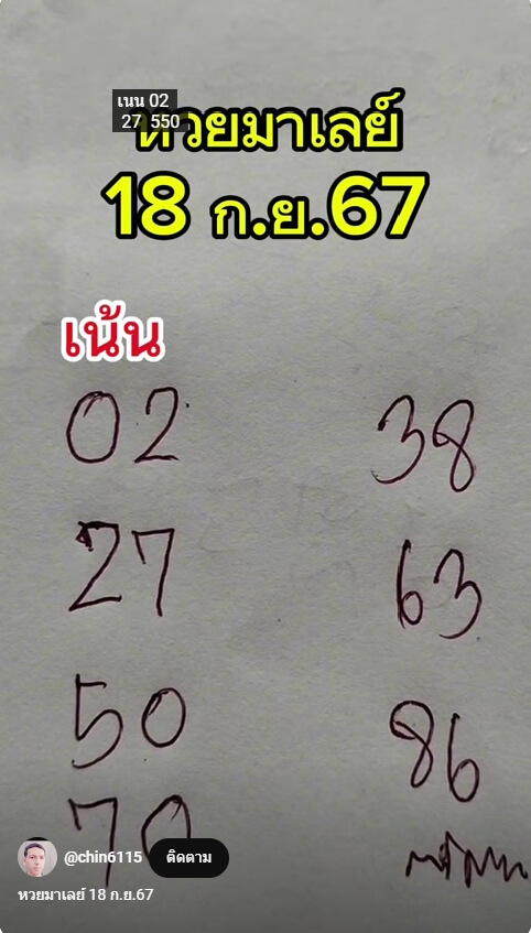 หวยมาเลย์ 18/9/67 ชุดที่ 6