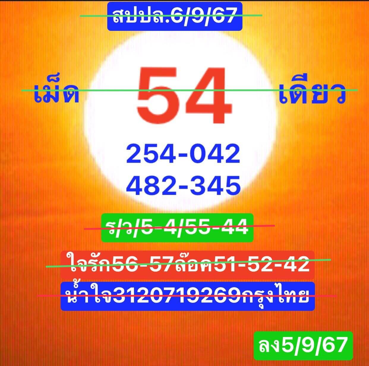 หวยลาว 6/9/67 ชุดที่ 9