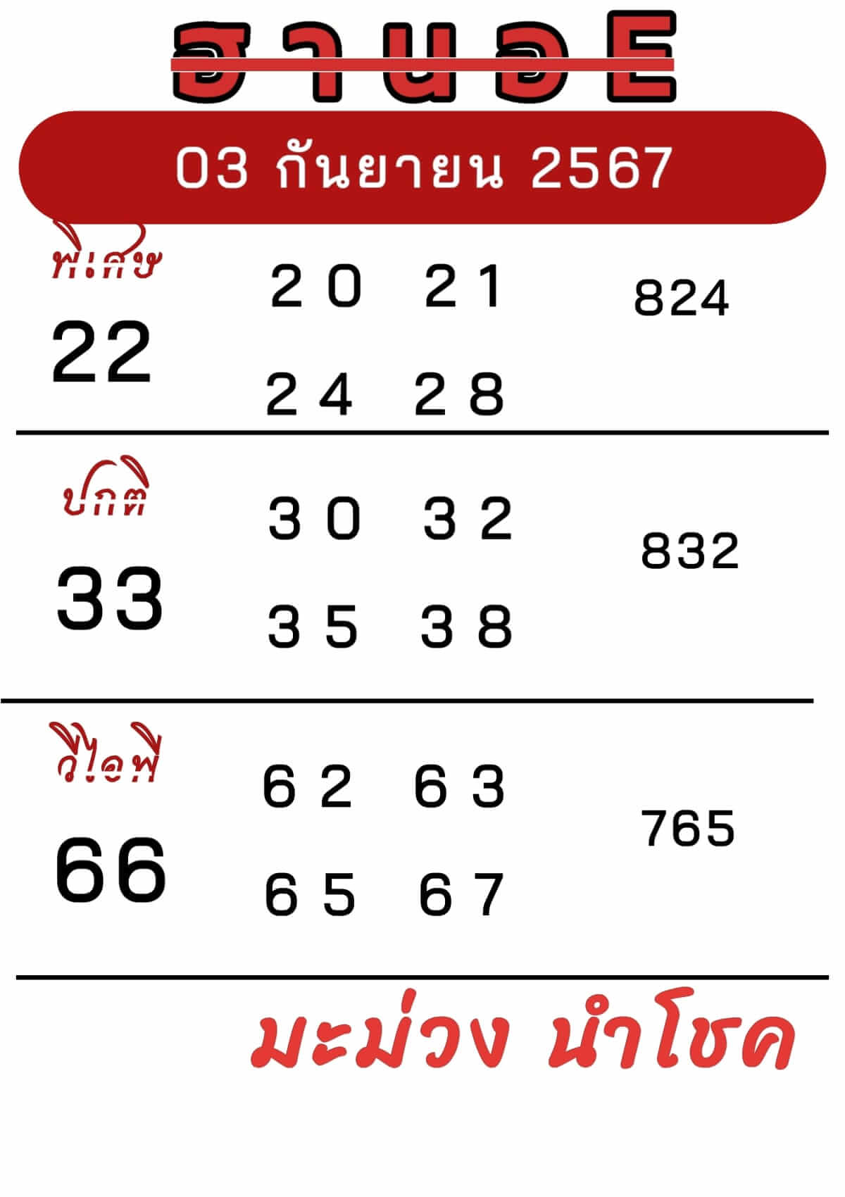 หวยฮานอย 3/9/67 ชุดที่ 5