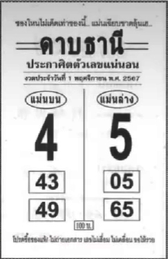 หวยดาบธานี 1/11/67