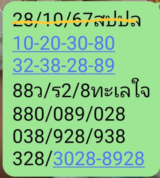 หวยลาว 28/10/67 ชุดที่ 1