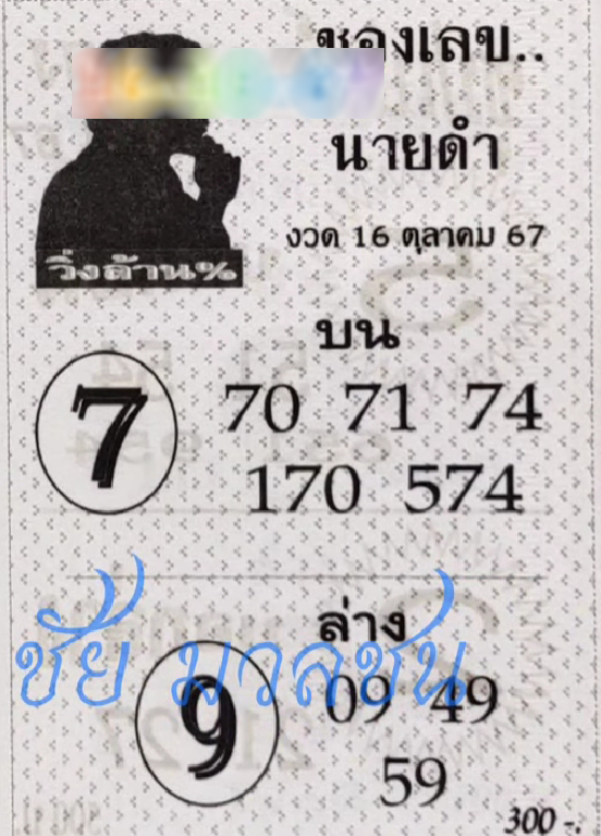 เลขนายดำ 16/10/67