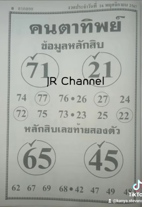 หวยคนตาทิพย์ 16/11/67