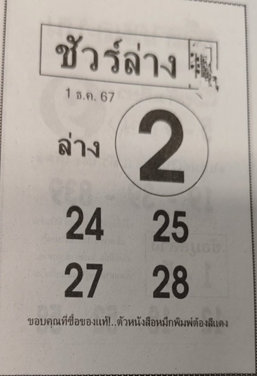 หวยชัวร์ล่าง 1/12/67