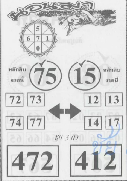 หวยนอนมา 1/12/67