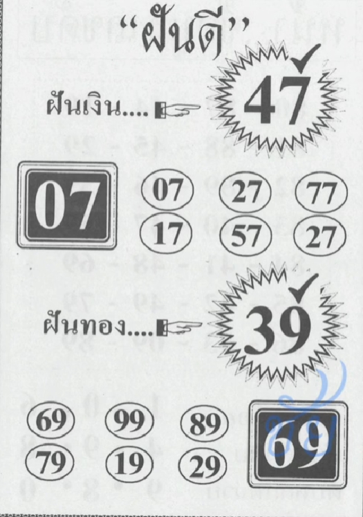 หวยฝันดี 1/12/67