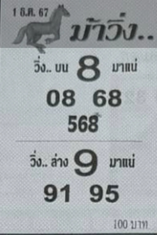 หวยม้าวิ่ง 1/12/67