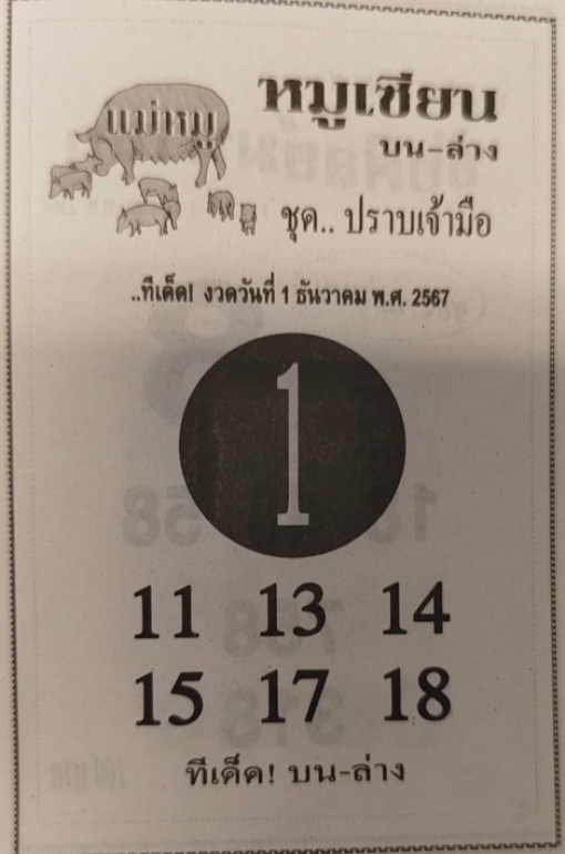 หวยหมูเซียน 1/12/67 