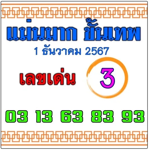 หวยแม่นมากขั้นเทพ 1/12/67