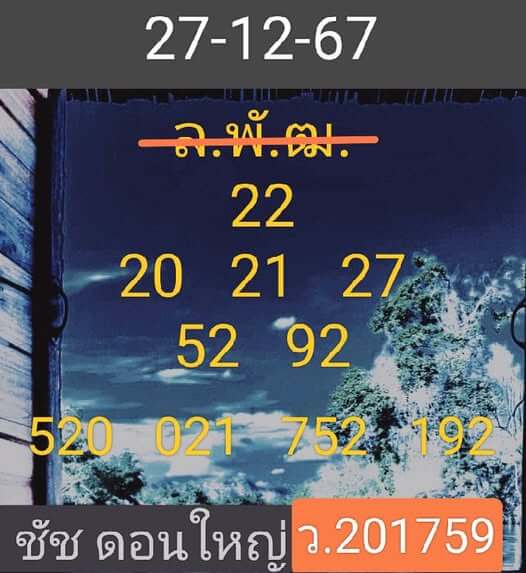 หวยลาว 27/12/67 ชุดที่ 6