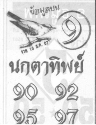 หวยนกตาทิพย์ 16/12/67