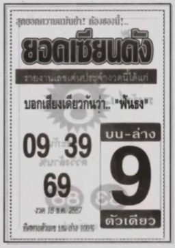 หวยยอดเซียนดัง 16/12/67