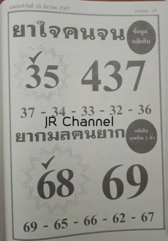 หวยยาใจคนจน 16/12/67