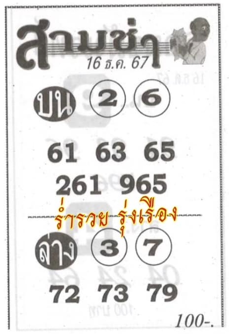 หวยสามช่า 16/12/67