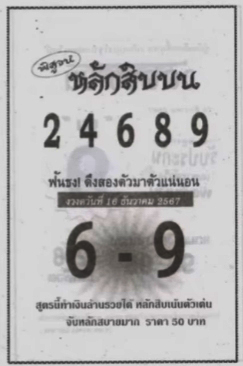 หวยหลักสิบบน 16/12/67