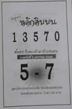 หวยหลักสิบบน 2/1/68