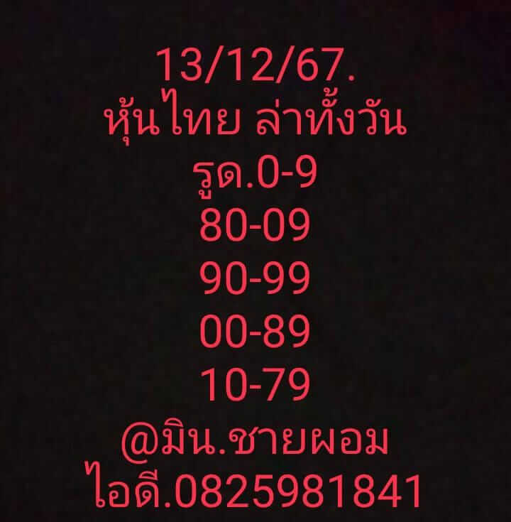 หวยหุ้น 13/12/67 ชุดที่ 1