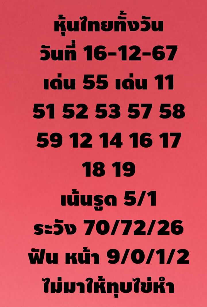 หวยหุ้น 16/12/67 ชุดที่ 1