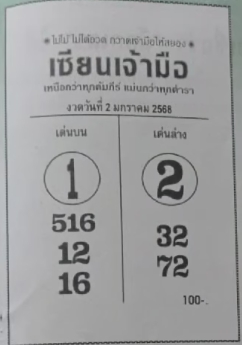 หวยเซียนเจ้ามือ 2/1/68